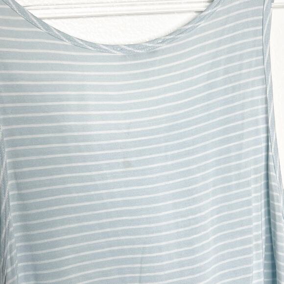 TALULA Cropped Striped Tank Top Scoop Neck Loose Fit Light Blue White Size S - Picture 7 of 10
